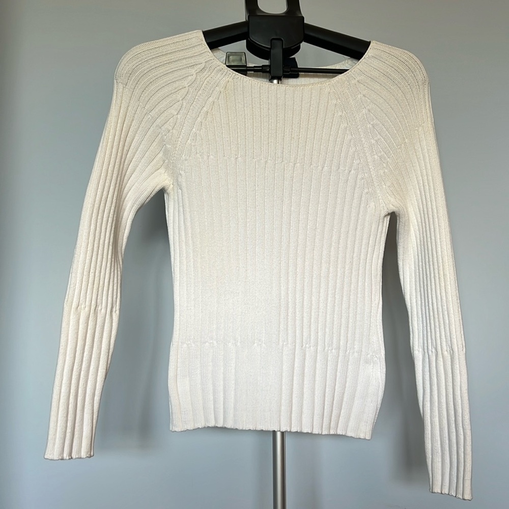 White Ribbed Sweater